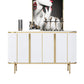 Glam Style Door Sideboard Stone Top Sideboard for Living Room 59"L x 16"W x 35"H White Clearhalo 'buffet_sideboard' 'Buffets & Sideboards' 'furn' 'furn_buffet_sideboard' 'Furniture' 'Kitchen & Dining Furniture' 5275648