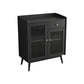 Modern Sideboard Solid Wood Sideboard with Door for Living Room 31"L x 16"W x 37"H Dark Gray-Black Clearhalo 'buffet_sideboard' 'Buffets & Sideboards' 'furn' 'furn_buffet_sideboard' 'Furniture' 'Kitchen & Dining Furniture' 5275664