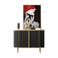 Glam Style Sideboard Stone Top Sideboard with Door for Living Room 47"L x 16"W x 35"H Black Clearhalo 'buffet_sideboard' 'Buffets & Sideboards' 'furn' 'furn_buffet_sideboard' 'Furniture' 'Kitchen & Dining Furniture' 5275686