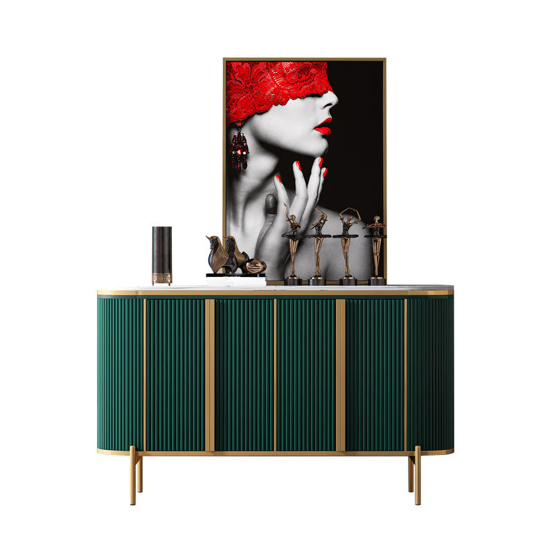 Glam Style Sideboard Stone Top Sideboard with Door for Living Room 59"L x 16"W x 35"H Green Clearhalo 'buffet_sideboard' 'Buffets & Sideboards' 'furn' 'furn_buffet_sideboard' 'Furniture' 'Kitchen & Dining Furniture' 5275693