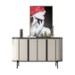 Glam Style Sideboard Stone Top Sideboard with Door for Living Room 59"L x 16"W x 35"H Off-White Clearhalo 'buffet_sideboard' 'Buffets & Sideboards' 'furn' 'furn_buffet_sideboard' 'Furniture' 'Kitchen & Dining Furniture' 5275701