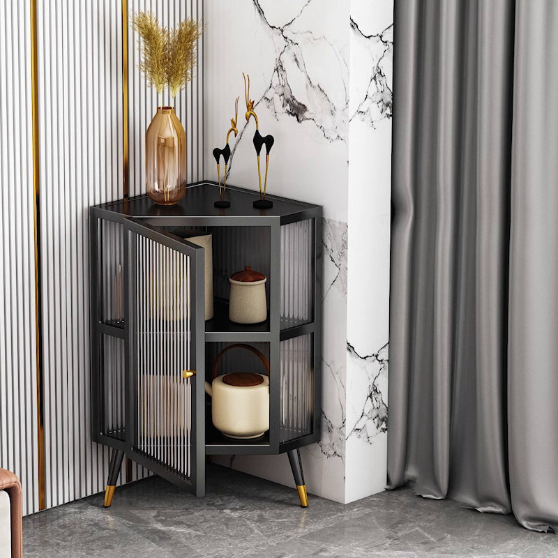 Server di cucina in stile glam in vetro con cornice di ferro buffet per soggiorno