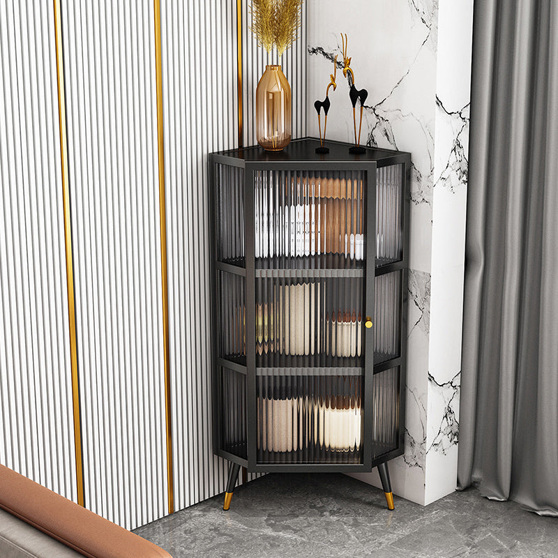 Server di cucina in stile glam in vetro con cornice di ferro buffet per soggiorno