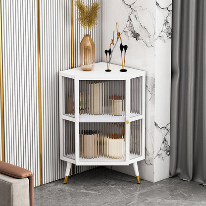 Server di cucina in stile glam in vetro con cornice di ferro buffet per soggiorno