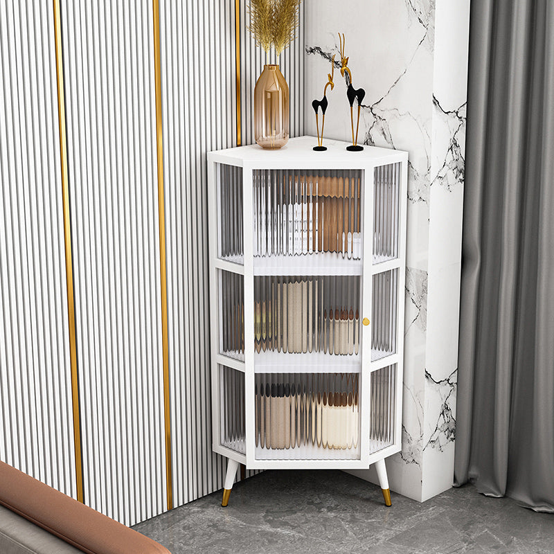 Server di cucina in stile glam in vetro con cornice di ferro buffet per soggiorno