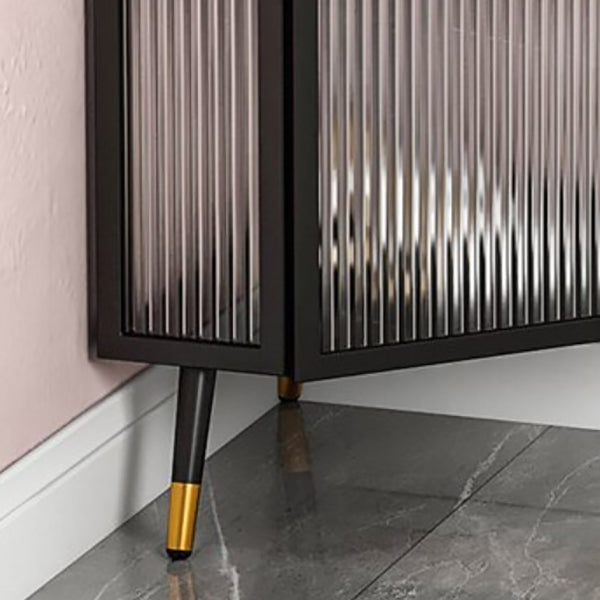 Server di cucina in stile glam in vetro con cornice di ferro buffet per soggiorno