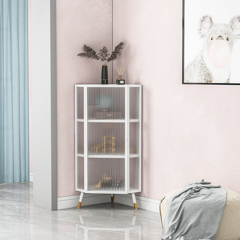 Server di cucina in stile glam in vetro con cornice di ferro buffet per soggiorno