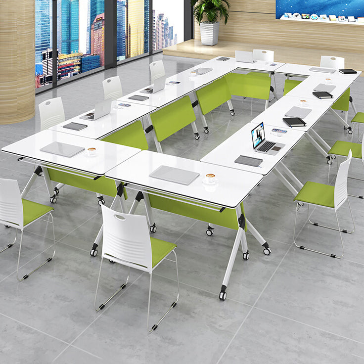 Escritorio de oficina plegable moderno con ruedas de madera fabricada con escritorio rectangular