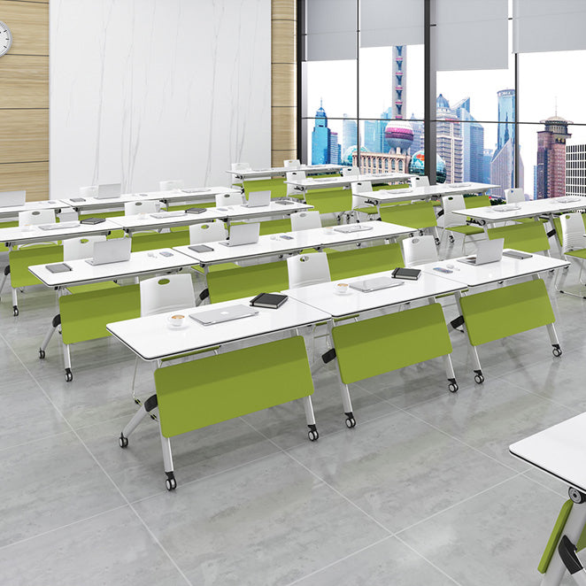 Escritorio de oficina plegable moderno con ruedas de madera fabricada con escritorio rectangular