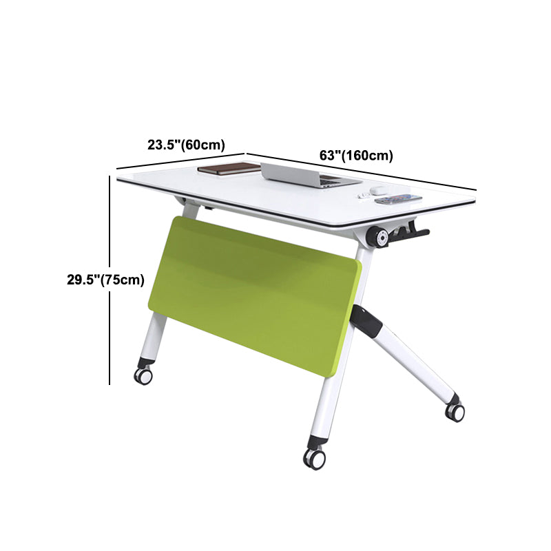 Escritorio de oficina plegable moderno con ruedas de madera fabricada con escritorio rectangular