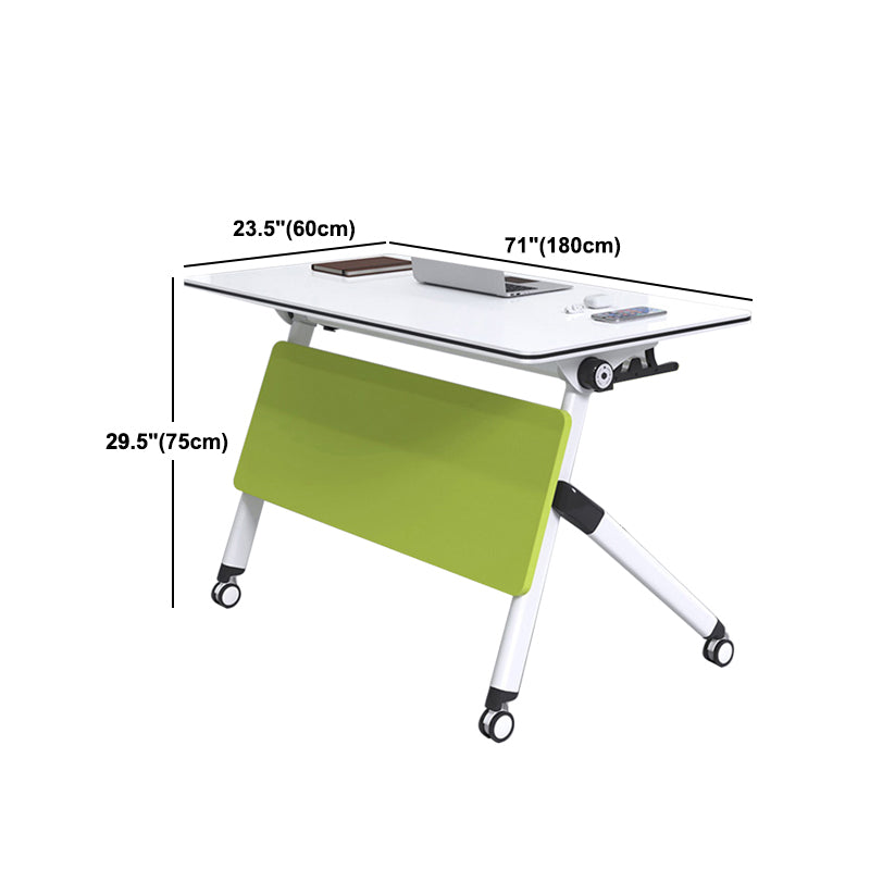 Escritorio de oficina plegable moderno con ruedas de madera fabricada con escritorio rectangular