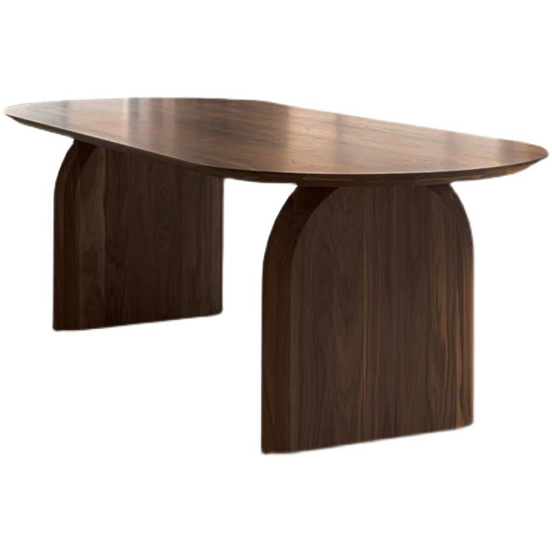 Industrial Pine Wood Office Desk Oval Desk with Solid Wood Base Brown Clearhalo 'furn' 'furn_office_desk' 'Furniture' 'Office Desks' 'Office Furniture' 'office_desk' 5275826