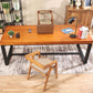 Industrielle Kiefer Holz Top -Büro -Schreibtisch Brauner rechteckiger Schreibtisch mit schwarzem Trestle