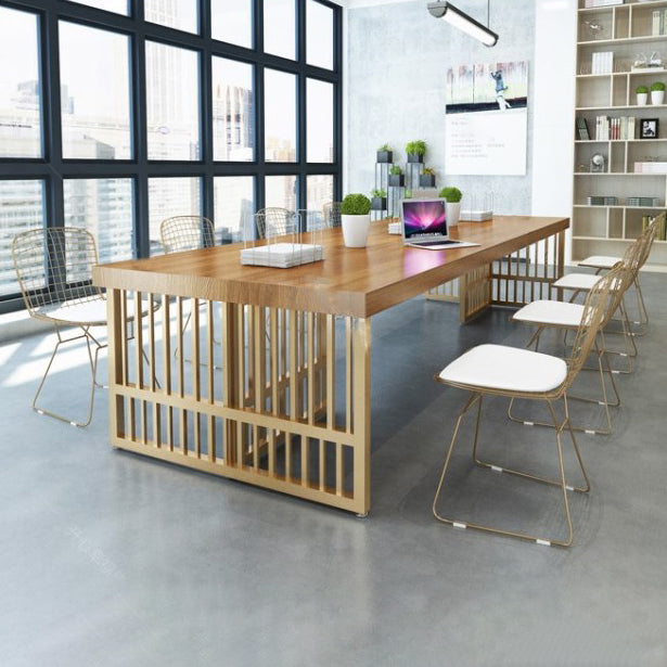 Scrivania rettangolare da scrivania glam in legno massiccio da sede da ufficio in legno