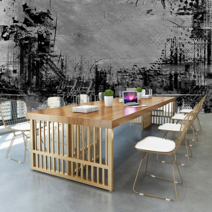 Scrivania rettangolare da scrivania glam in legno massiccio da sede da ufficio in legno