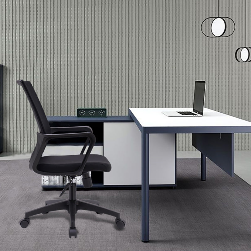 Schwarzer Fixed Arms Office Stuhl für zeitgenössische Nylonrahmennetzstuhl Stuhl