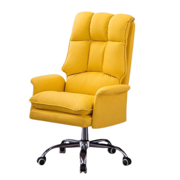 Moderne Swivel Busk -stoel met gewatteerde armen Faux lederen taakstoel met wielen