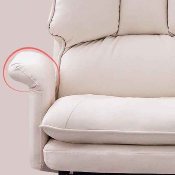 Moderne Swivel Busk -stoel met gewatteerde armen Faux lederen taakstoel met wielen