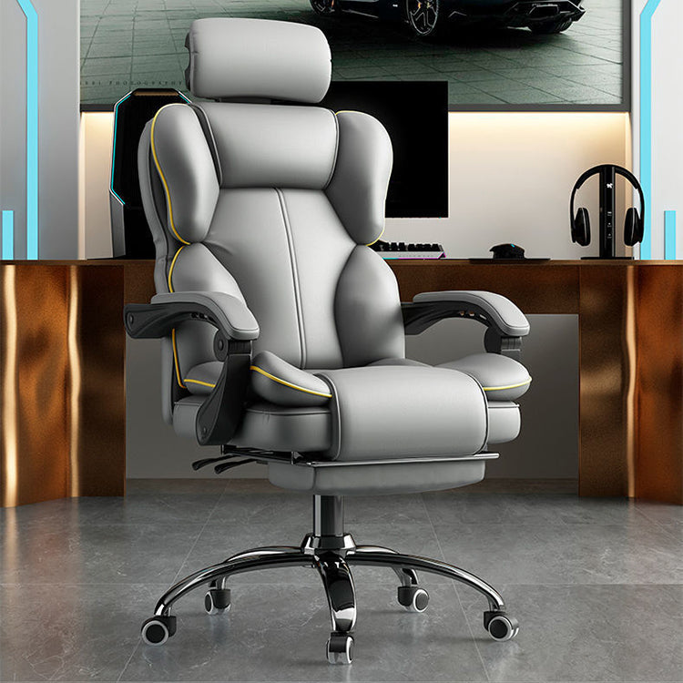 Contemporary High Back Chair Height-adjustable Chair with Wheels Clearhalo 'furn' 'furn_office_chair' 'Furniture' 'Office Chairs' 'Office Furniture' 'office_chair' 5276079