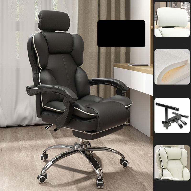 Contemporary High Back Chair Height-adjustable Chair with Wheels Black With Footrest Clearhalo 'furn' 'furn_office_chair' 'Furniture' 'Office Chairs' 'Office Furniture' 'office_chair' 5276083