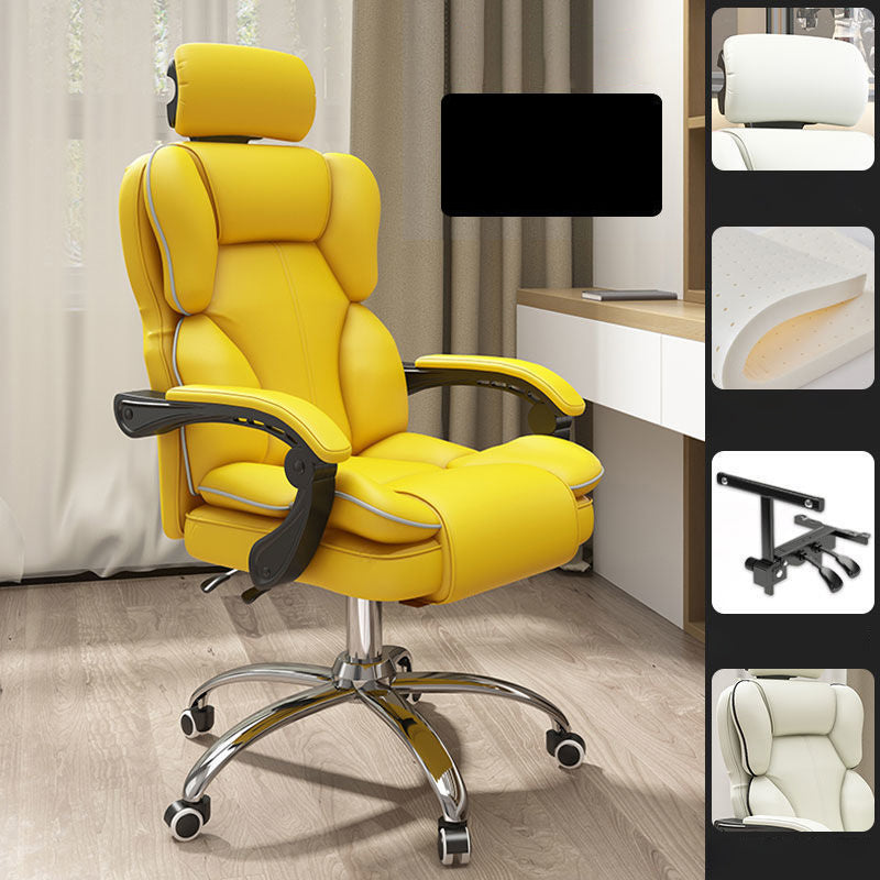 Contemporary High Back Chair Height-adjustable Chair with Wheels Yellow Without Footrest Clearhalo 'furn' 'furn_office_chair' 'Furniture' 'Office Chairs' 'Office Furniture' 'office_chair' 5276086