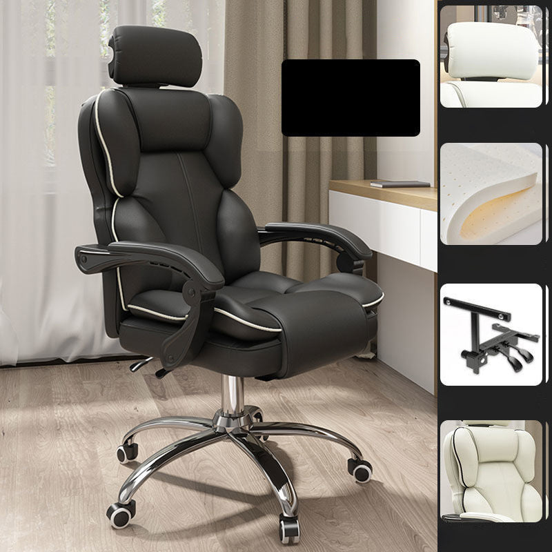 Contemporary High Back Chair Height-adjustable Chair with Wheels Black Without Footrest Clearhalo 'furn' 'furn_office_chair' 'Furniture' 'Office Chairs' 'Office Furniture' 'office_chair' 5276094