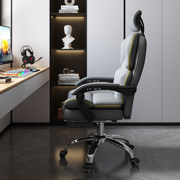 Contemporary High Back Chair Height-adjustable Chair with Wheels Clearhalo 'furn' 'furn_office_chair' 'Furniture' 'Office Chairs' 'Office Furniture' 'office_chair' 5276100