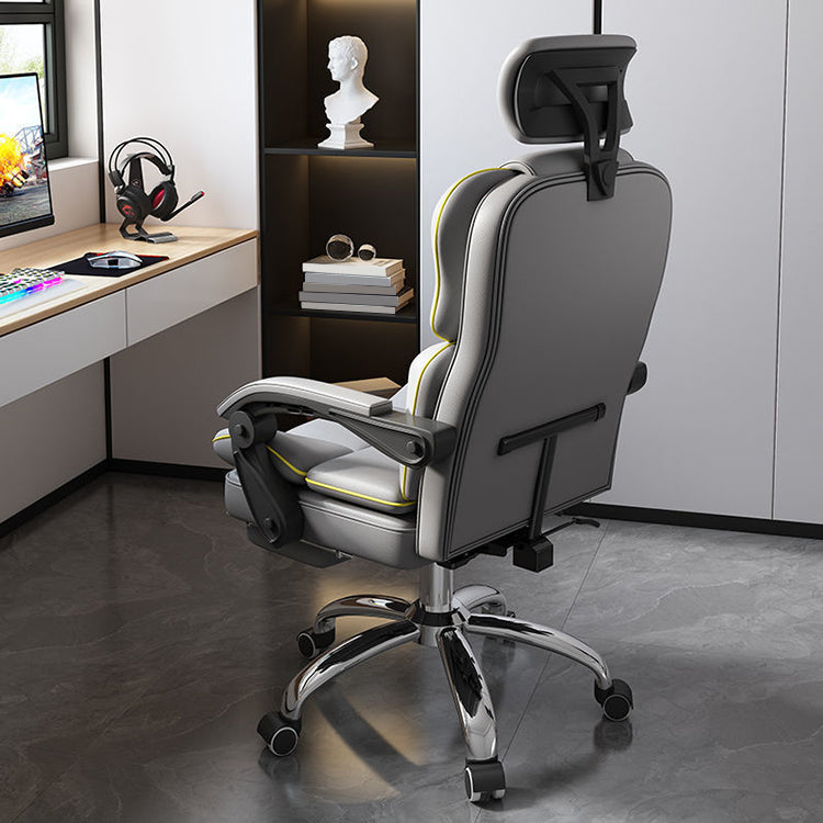 Contemporary High Back Chair Height-adjustable Chair with Wheels Clearhalo 'furn' 'furn_office_chair' 'Furniture' 'Office Chairs' 'Office Furniture' 'office_chair' 5276103
