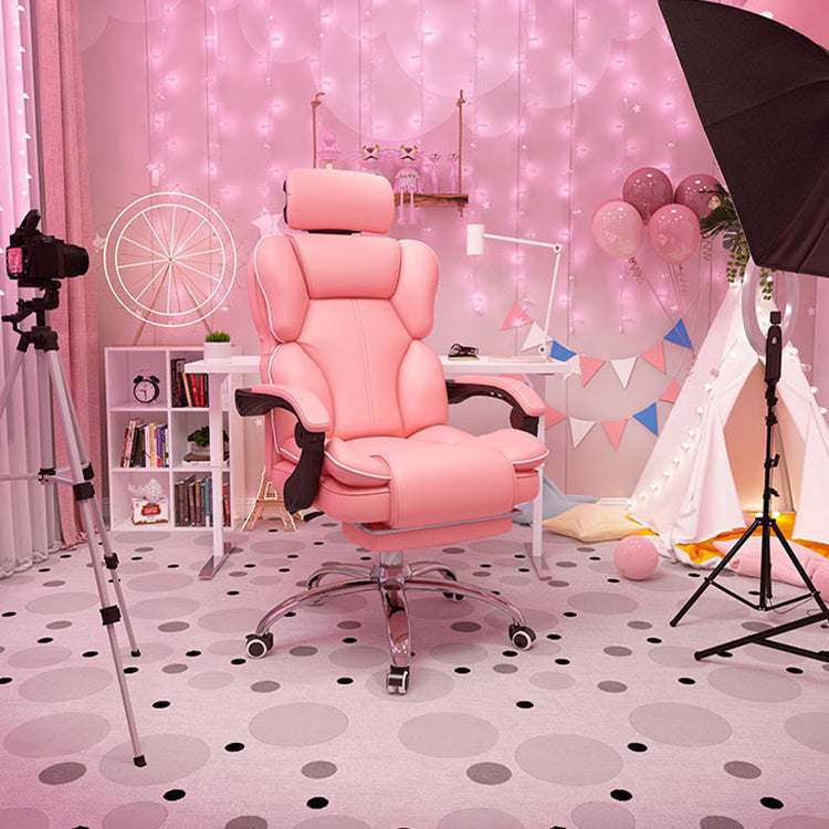 Contemporary High Back Chair Height-adjustable Chair with Wheels Clearhalo 'furn' 'furn_office_chair' 'Furniture' 'Office Chairs' 'Office Furniture' 'office_chair' 5276104