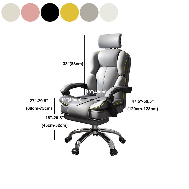 Contemporary High Back Chair Height-adjustable Chair with Wheels Clearhalo 'furn' 'furn_office_chair' 'Furniture' 'Office Chairs' 'Office Furniture' 'office_chair' 5276107
