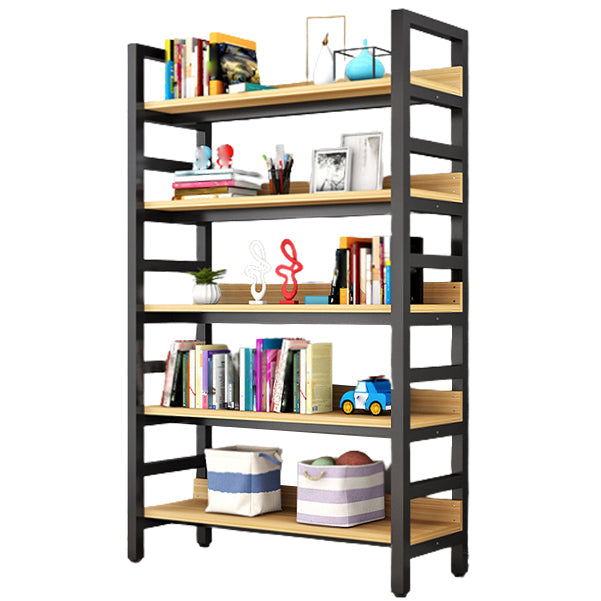 Modern Style Bookshelf Black Frame and Wood Bookcase for Office Clearhalo 'Bookcases' 'furn' 'furn_bookcases' 'Furniture' 'Office Furniture' 5276334