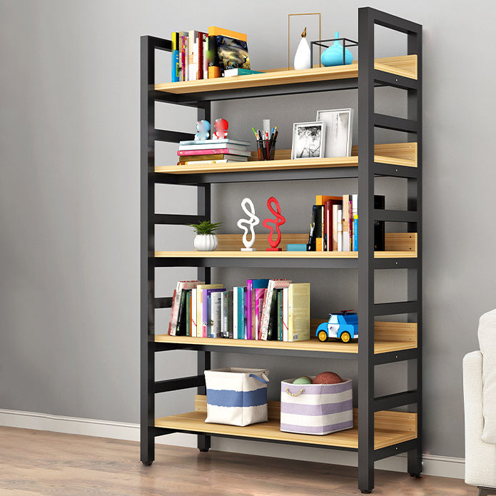Modern Style Bookshelf Black Frame and Wood Bookcase for Office Clearhalo 'Bookcases' 'furn' 'furn_bookcases' 'Furniture' 'Office Furniture' 5276335