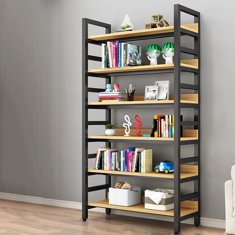 Modern Style Bookshelf Black Frame and Wood Bookcase for Office Clearhalo 'Bookcases' 'furn' 'furn_bookcases' 'Furniture' 'Office Furniture' 5276336