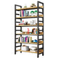 Modern Style Bookshelf Black Frame and Wood Bookcase for Office 39.4"L x 11.8"W x 85.8"H Clearhalo 'Bookcases' 'furn' 'furn_bookcases' 'Furniture' 'Office Furniture' 5276337