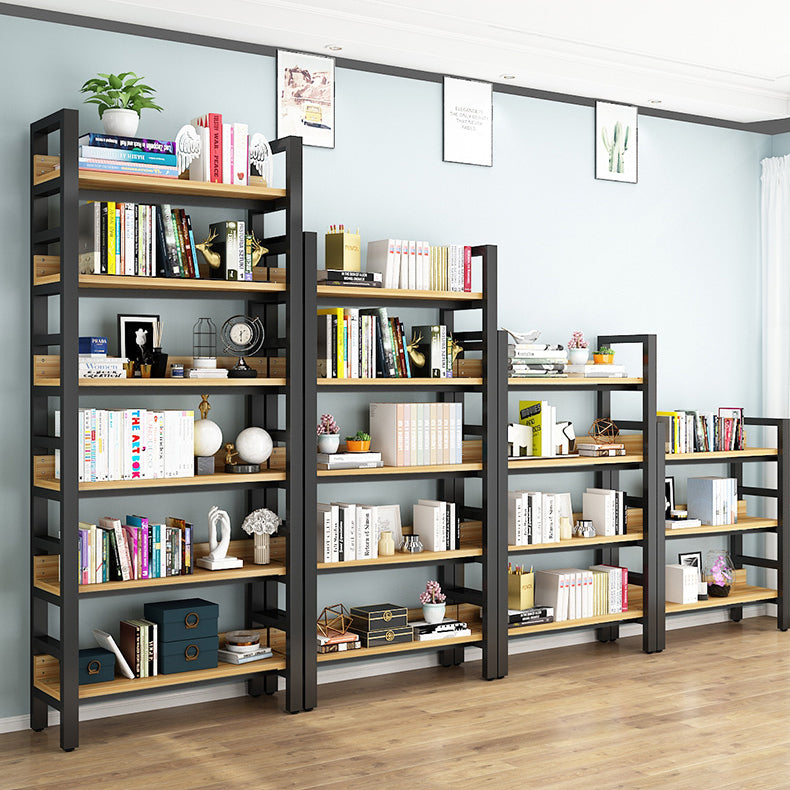 Modern Style Bookshelf Black Frame and Wood Bookcase for Office Clearhalo 'Bookcases' 'furn' 'furn_bookcases' 'Furniture' 'Office Furniture' 5276343