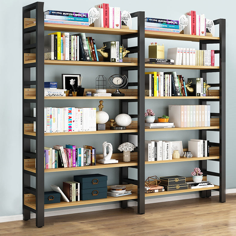 Modern Style Bookshelf Black Frame and Wood Bookcase for Office Clearhalo 'Bookcases' 'furn' 'furn_bookcases' 'Furniture' 'Office Furniture' 5276344