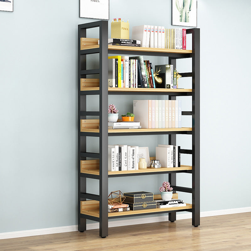 Modern Style Bookshelf Black Frame and Wood Bookcase for Office Clearhalo 'Bookcases' 'furn' 'furn_bookcases' 'Furniture' 'Office Furniture' 5276347