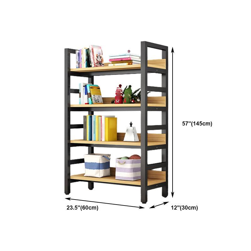 Modern Style Bookshelf Black Frame and Wood Bookcase for Office Clearhalo 'Bookcases' 'furn' 'furn_bookcases' 'Furniture' 'Office Furniture' 5276349