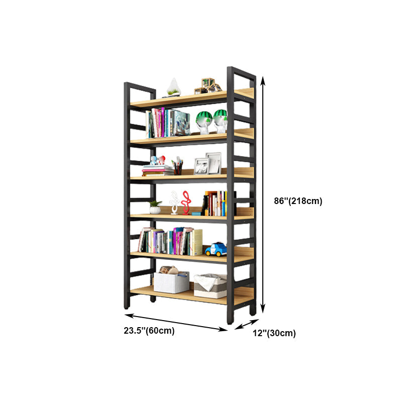 Modern Style Bookshelf Black Frame and Wood Bookcase for Office Clearhalo 'Bookcases' 'furn' 'furn_bookcases' 'Furniture' 'Office Furniture' 5276351