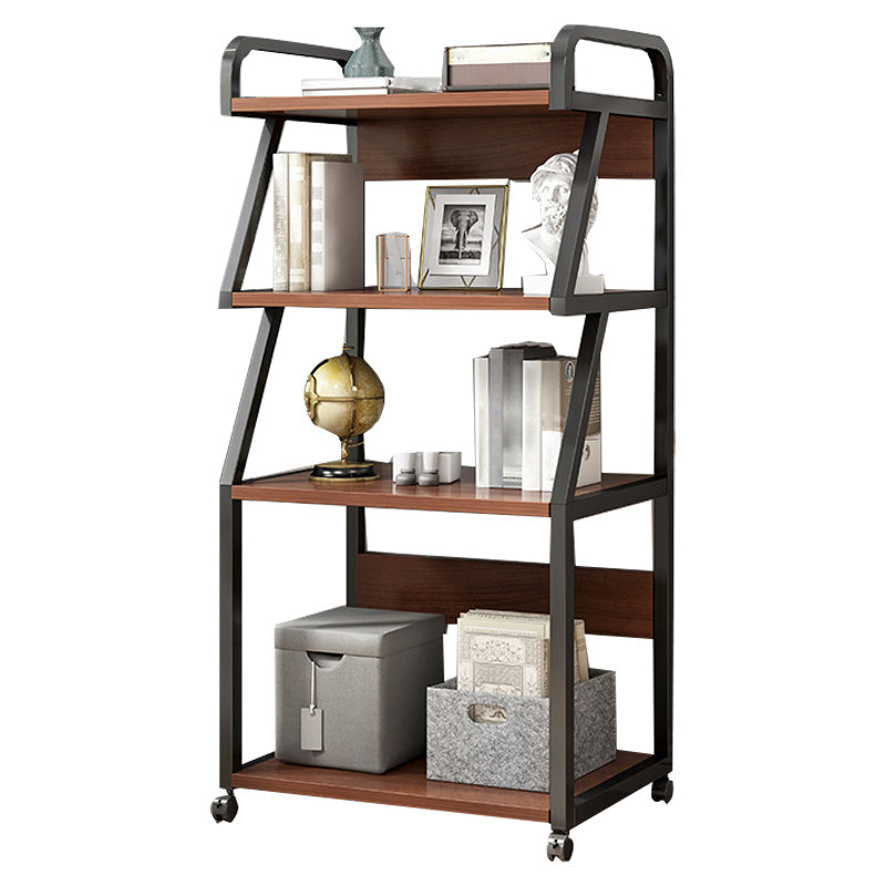 Contemporary Style Bookshelf Casters Bookcase for Study Room and Office