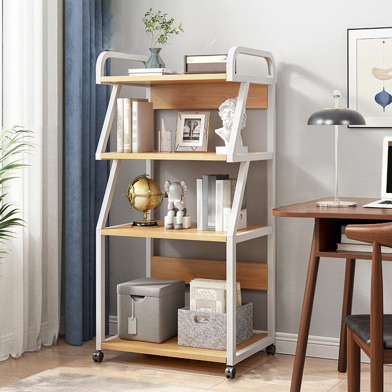 Contemporary Style Bookshelf Casters Bookcase for Study Room and Office