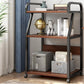 Contemporary Style Bookshelf Casters Bookcase for Study Room and Office
