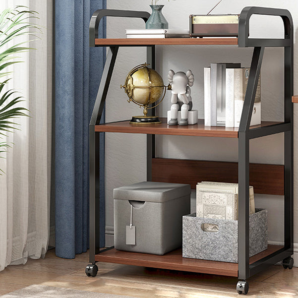 Contemporary Style Bookshelf Casters Bookcase for Study Room and Office