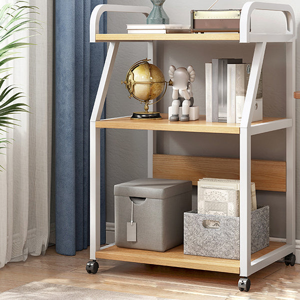 Contemporary Style Bookshelf Casters Bookcase for Study Room and Office