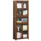 Vertical Bookcase with Doors Bamboo Book Shelf for Home Office