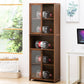 Vertical Bookcase with Doors Bamboo Book Shelf for Home Office