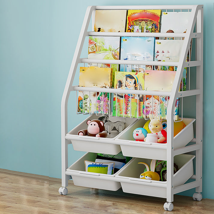 11.81"W Bookshelf Contemporary Style Bookcase for Home Study Room with Casters 24"L x 11.8"W x 39.4"H White Clearhalo 'Bookcases' 'furn' 'furn_bookcases' 'Furniture' 'Office Furniture' 5276527