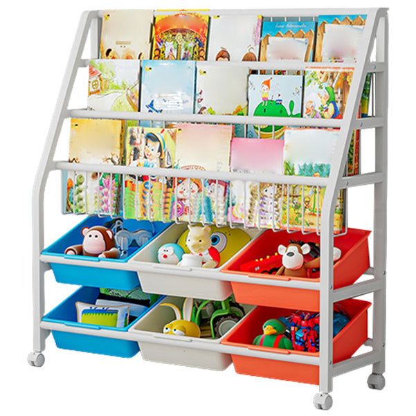 11.81"W Bookshelf Contemporary Style Bookcase for Home Study Room with Casters 36.2"L x 11.8"W x 39.4"H Multi-Color Clearhalo 'Bookcases' 'furn' 'furn_bookcases' 'Furniture' 'Office Furniture' 5276529