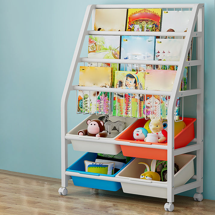 11.81"W Bookshelf Contemporary Style Bookcase for Home Study Room with Casters Clearhalo 'Bookcases' 'furn' 'furn_bookcases' 'Furniture' 'Office Furniture' 5276530