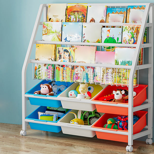 11.81"W Bookshelf Contemporary Style Bookcase for Home Study Room with Casters Clearhalo 'Bookcases' 'furn' 'furn_bookcases' 'Furniture' 'Office Furniture' 5276532